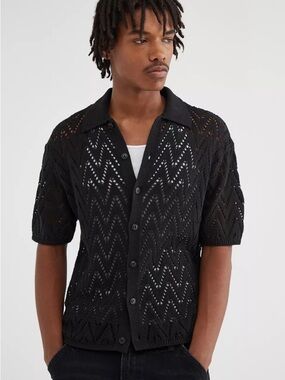 BDG Define Polo Short Sleeve Button-Down Sweater size S